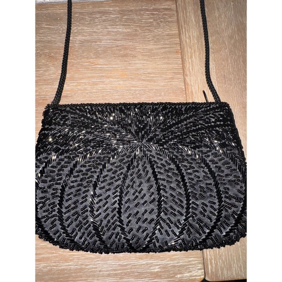 Gallery Originals Black Beaded Evening‎ Clutch Purse 1984